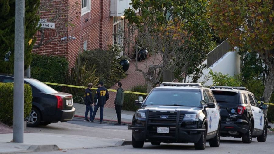FBI agents outside of the Pelosis San Francisco home following the attack
