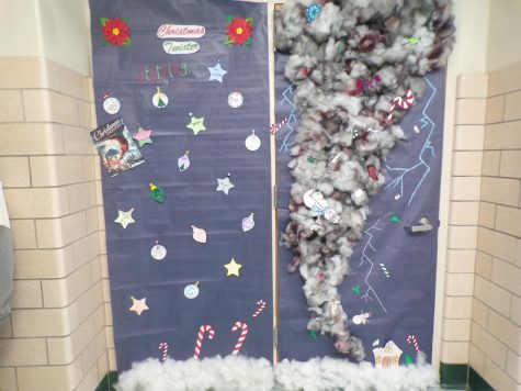 Mrs. Jackmans award-winning Christmas Twister themed door