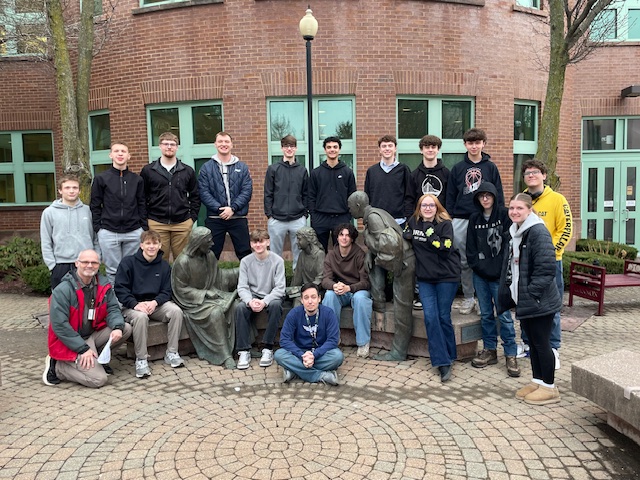 Newspaper and Global Media students from Corry pose for a photo before sessions began at the Gannon Media Arts Expo